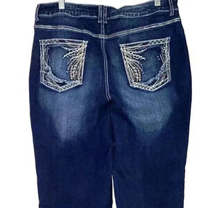 Maurices Straight Women 15/16 Juniors Thick Stitch Jean Capris Blue Dark Wash